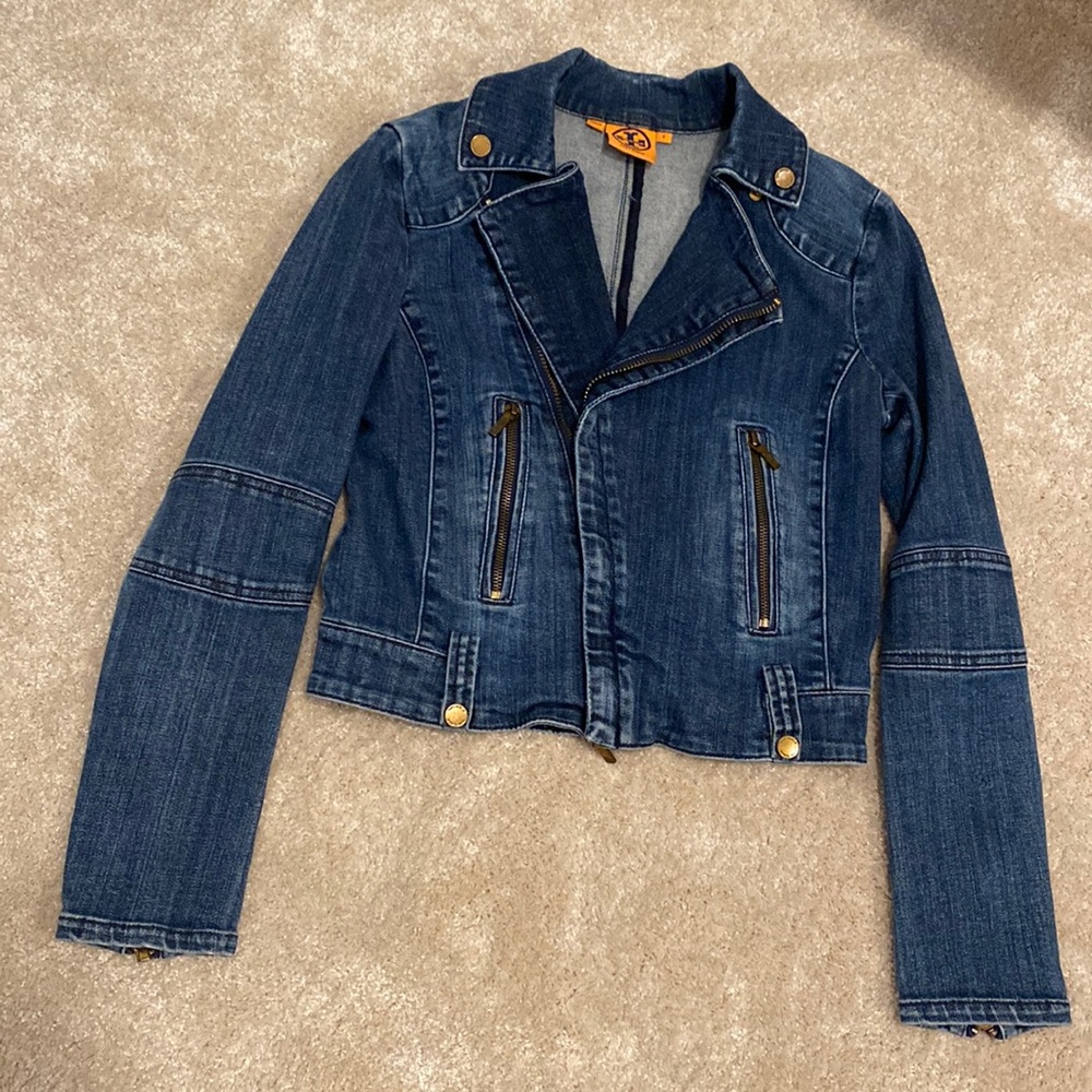 Tory Burch moto jean jacket